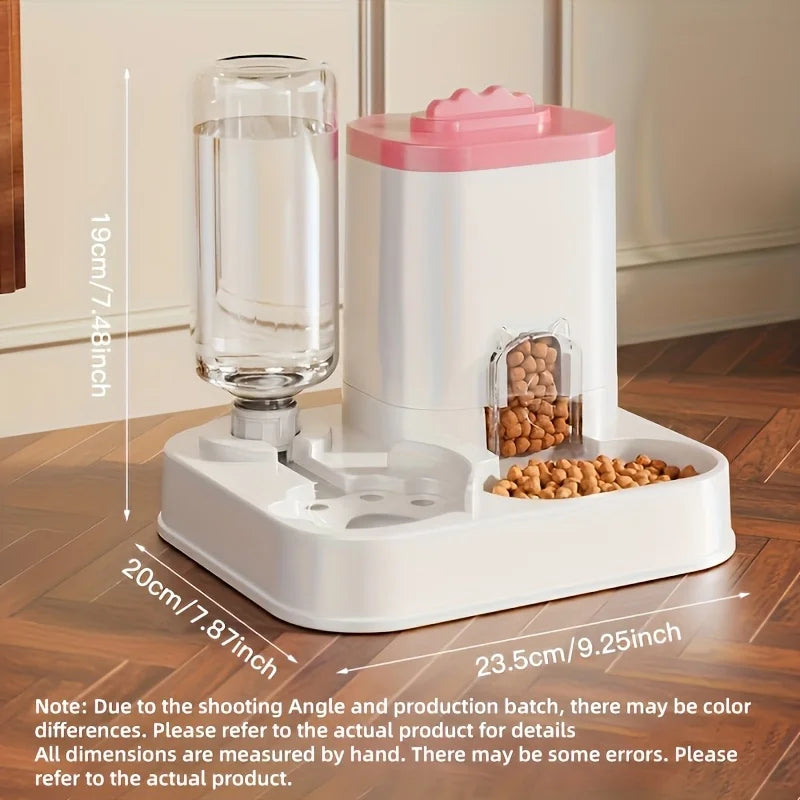 Dispenser automatico per cibo e acqua per gatti a gravità — Grande capacità, antigoccia