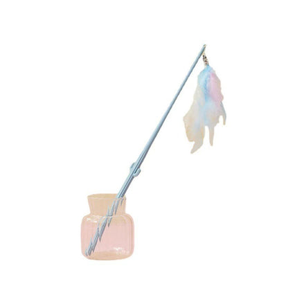 Feather Cat Teaser Stick — Interactive Play Toy with Colorful Feathers