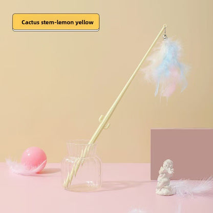 Feather Cat Teaser Stick — Interactive Play Toy with Colorful Feathers