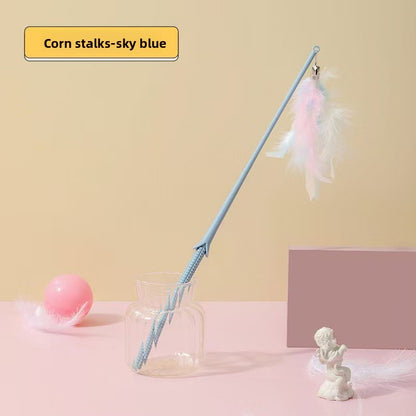 Feather Cat Teaser Stick — Interactive Play Toy with Colorful Feathers
