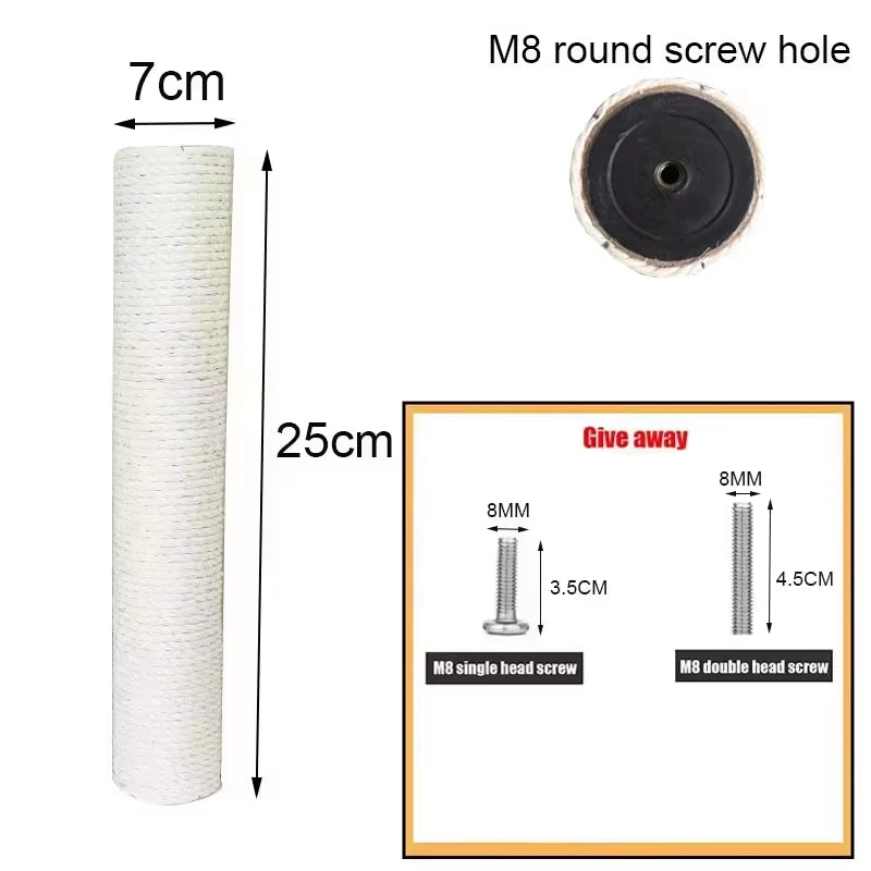Sisal Cat Scratching Post — Replacement Climbing Frame Post with Rope Wrap