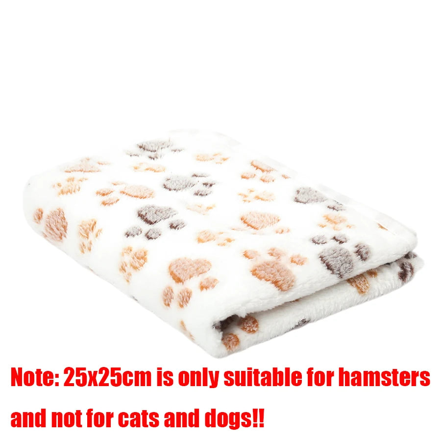 Soft Fleece Pet Blanket with Paw Print — Warm & Cozy Dog & Cat Sleeping Mat