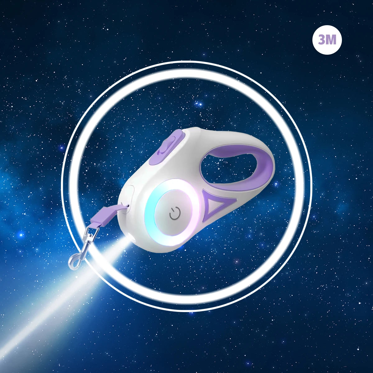 LED Retractable Pet Leash — Reflective Design with Built-In Light
