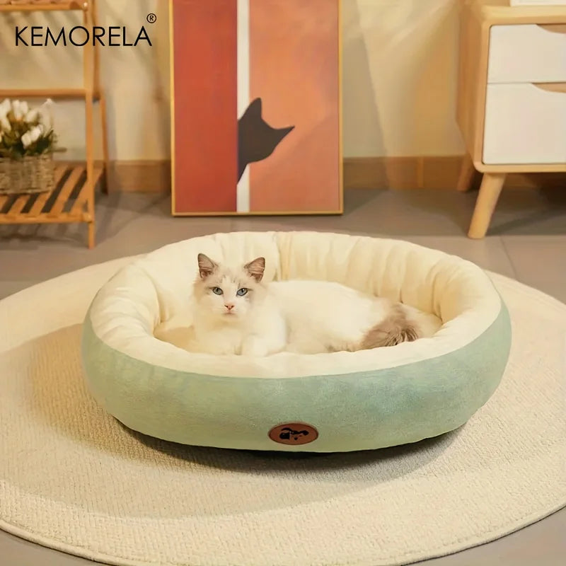 Cozy Oval Pet Bed — Plush & Thickened for Cats & Small Dogs