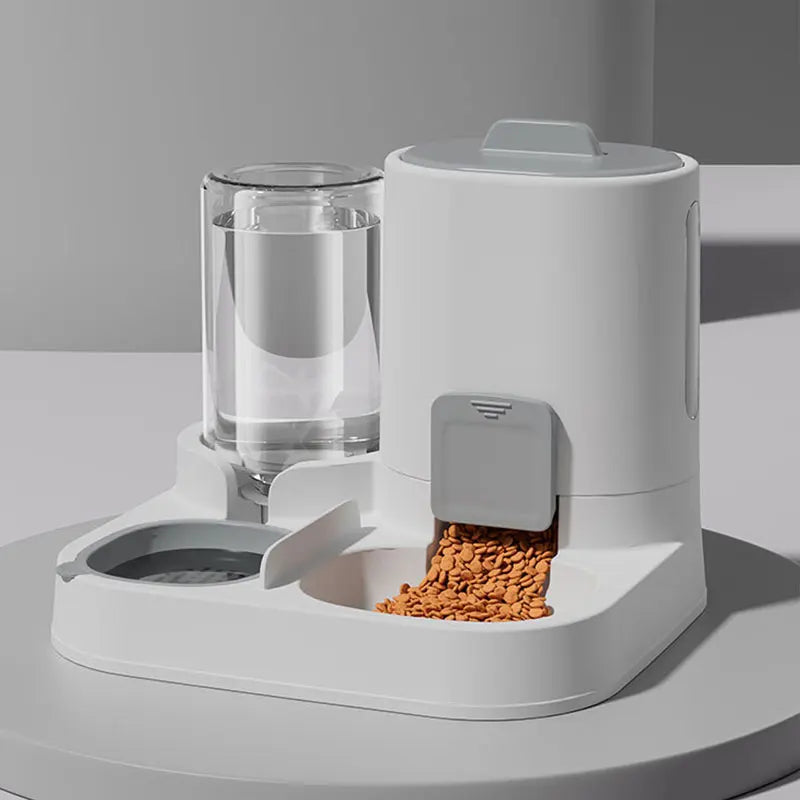 Automatic Gravity-Fed Cat Feeder & Water Dispenser — Large Capacity, Spill-Proof