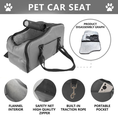 SafePet Console Car Seat - Portable Travel Bed for Dogs & Cats