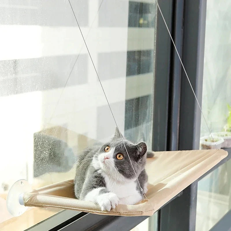 Window Hammock for Cats — Suction Cup Pet Bed with Washable Fabric