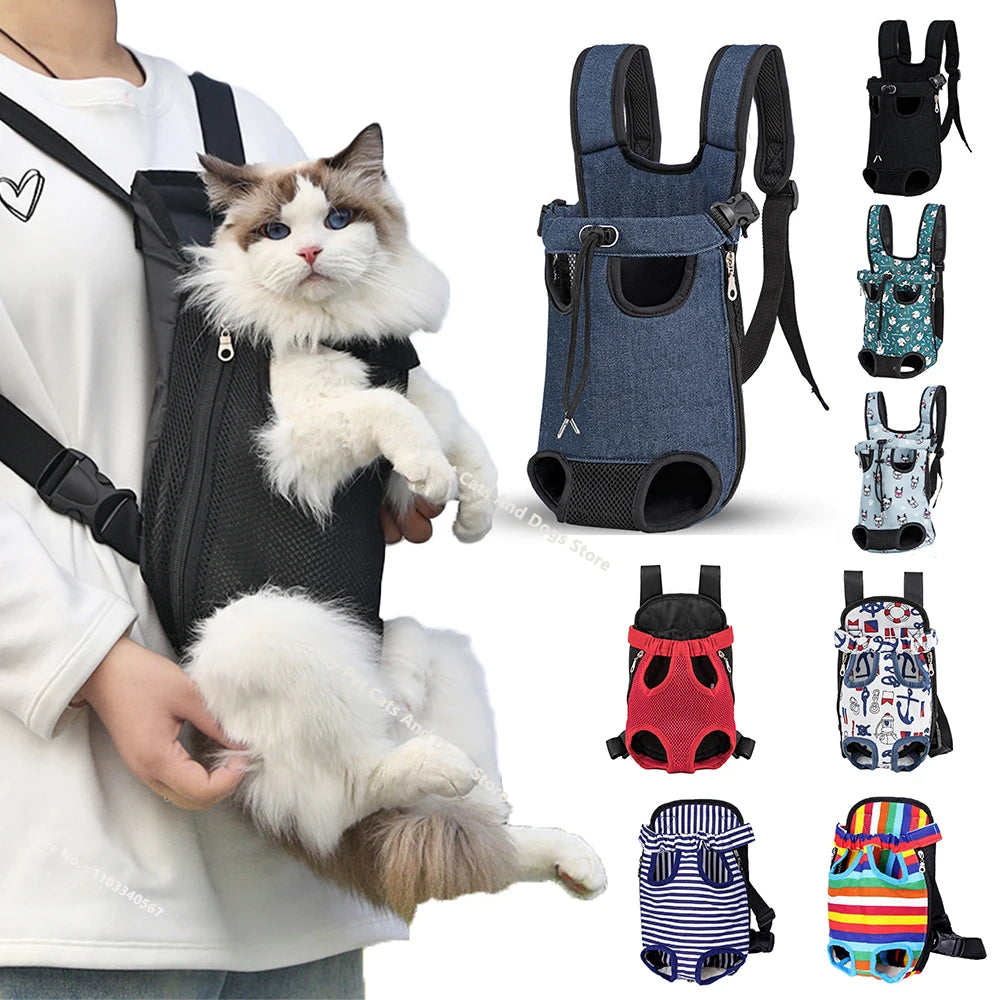 Pet Backpack Carrier — Adjustable Double Shoulder Bag for Cats & Dogs