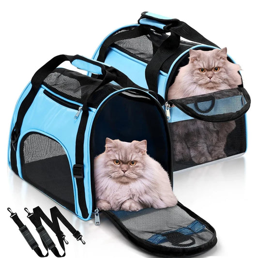 Portable Soft-Sided Pet Carrier Bag — Breathable Mesh for Cats & Dogs