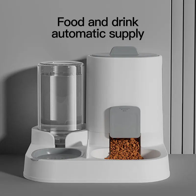 Automatic Gravity-Fed Cat Feeder & Water Dispenser — Large Capacity, Spill-Proof