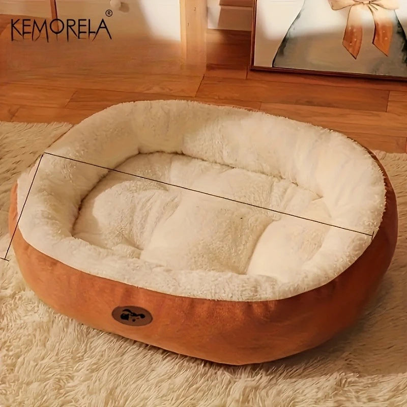 Cozy Oval Pet Bed — Plush & Thickened for Cats & Small Dogs