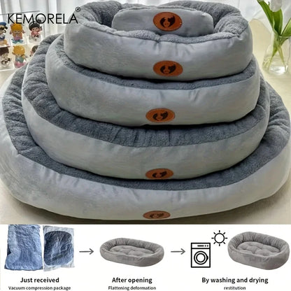 Cozy Oval Pet Bed — Plush & Thickened for Cats & Small Dogs