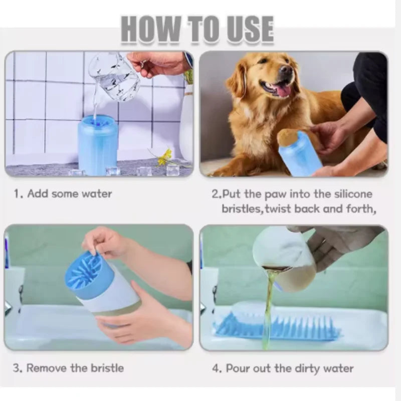 Portable Dog Paw Cleaner Cup with Soft Silicone Brush — Quick Foot Wash