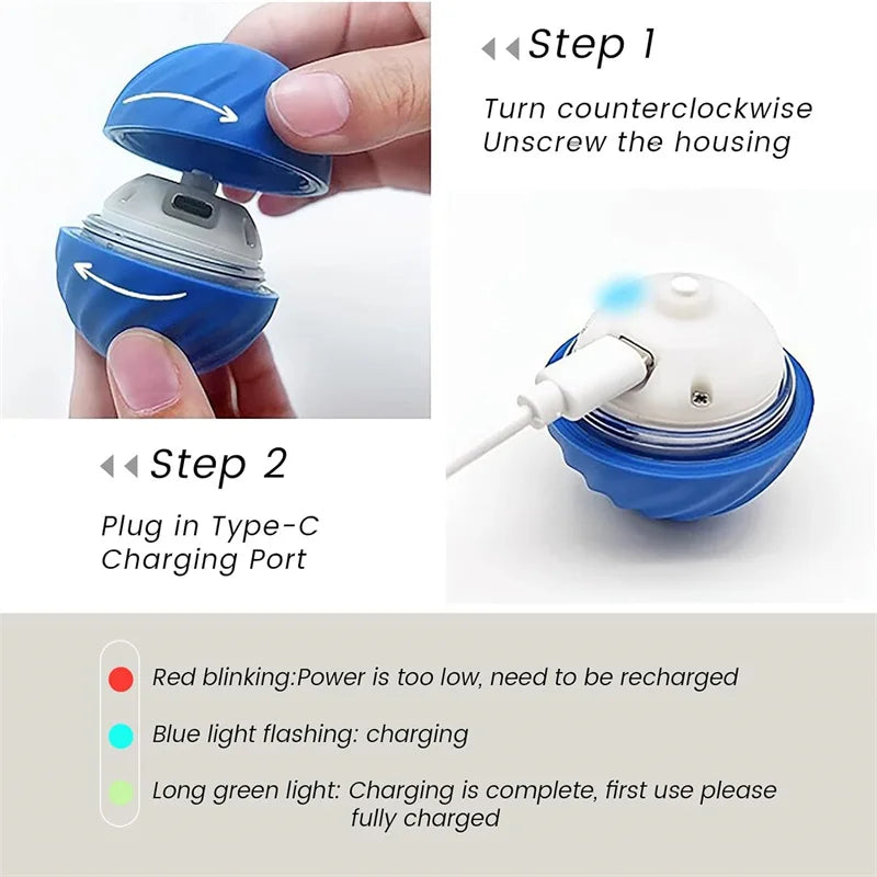 Interactive Automatic Pet Ball — USB Rechargeable Moving Toy for Cats & Dogs