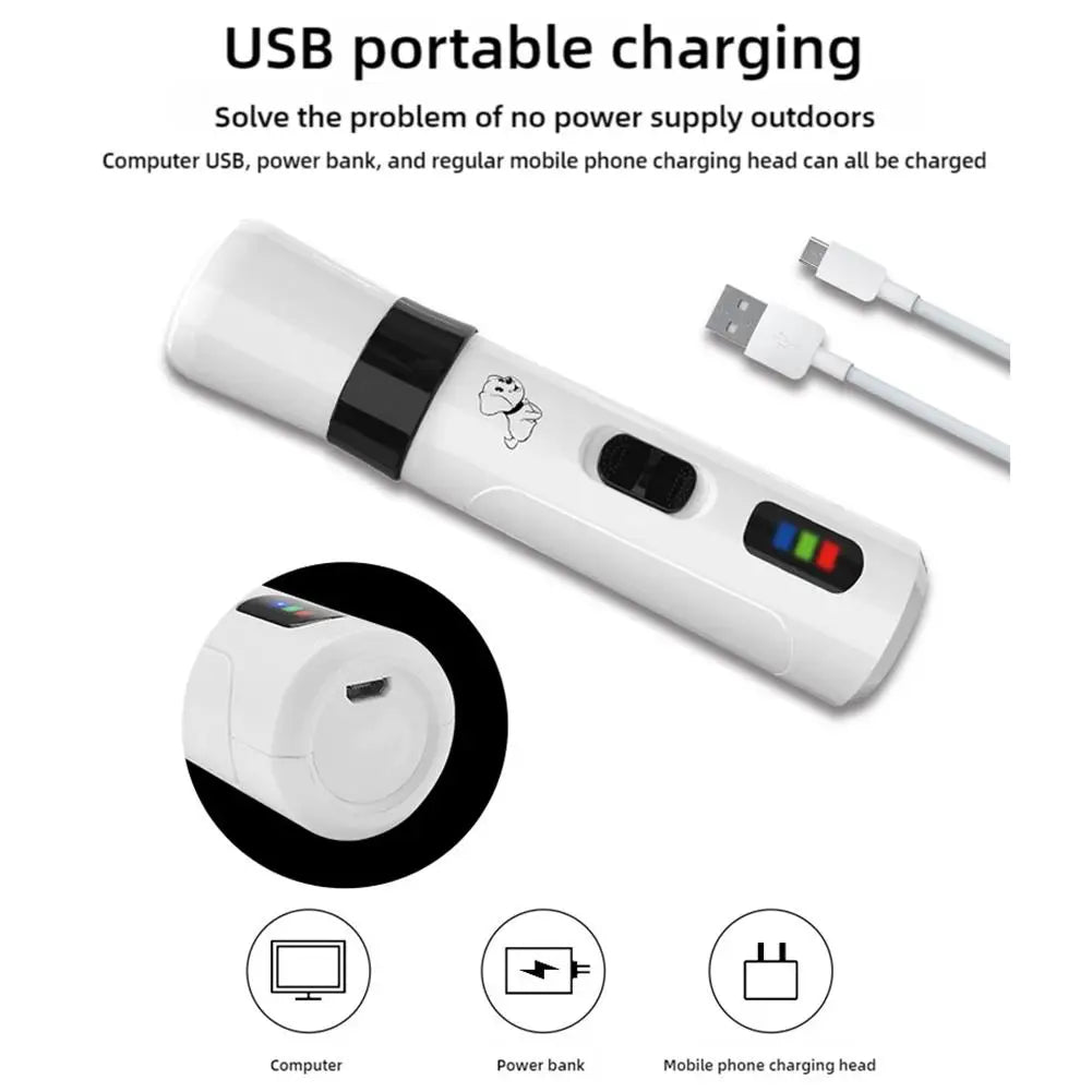 USB Rechargeable Pet Nail Grinder — Quiet & Portable Grooming Tool
