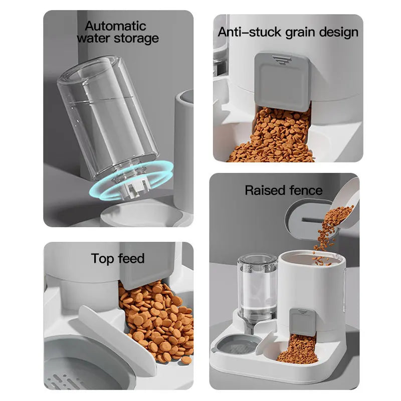 Automatic Gravity-Fed Cat Feeder & Water Dispenser — Large Capacity, Spill-Proof
