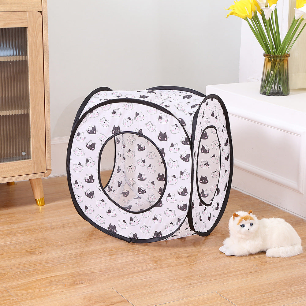 Foldable Cat Tent Bed with Tunnel — 3-in-1 Pet Play & Rest Space