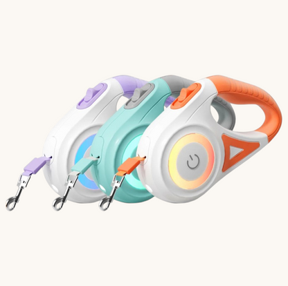 LED Retractable Pet Leash — Reflective Design with Built-In Light