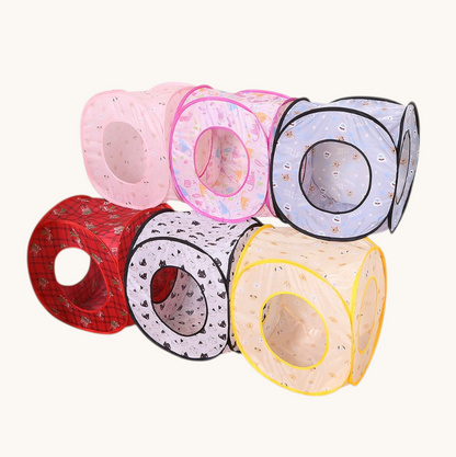Foldable Cat Tent Bed with Tunnel — 3-in-1 Pet Play & Rest Space