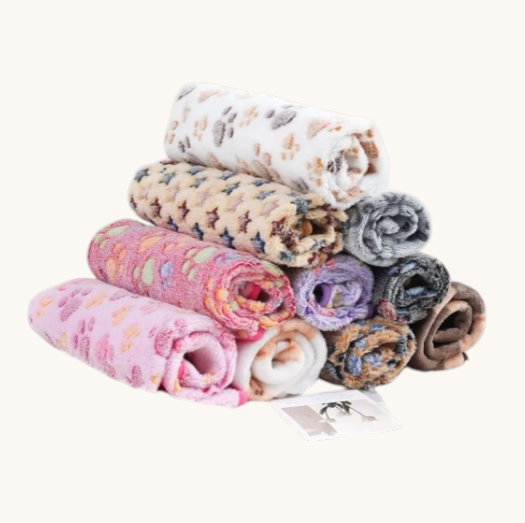 Soft Fleece Pet Blanket with Paw Print — Warm & Cozy Dog & Cat Sleeping Mat