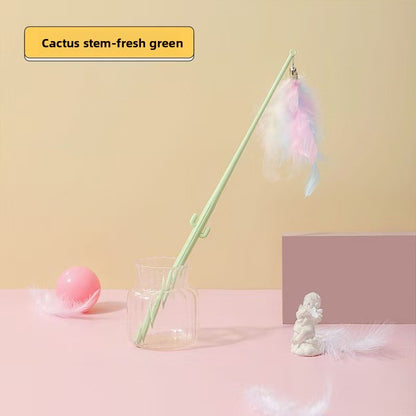 Feather Cat Teaser Stick — Interactive Play Toy with Colorful Feathers
