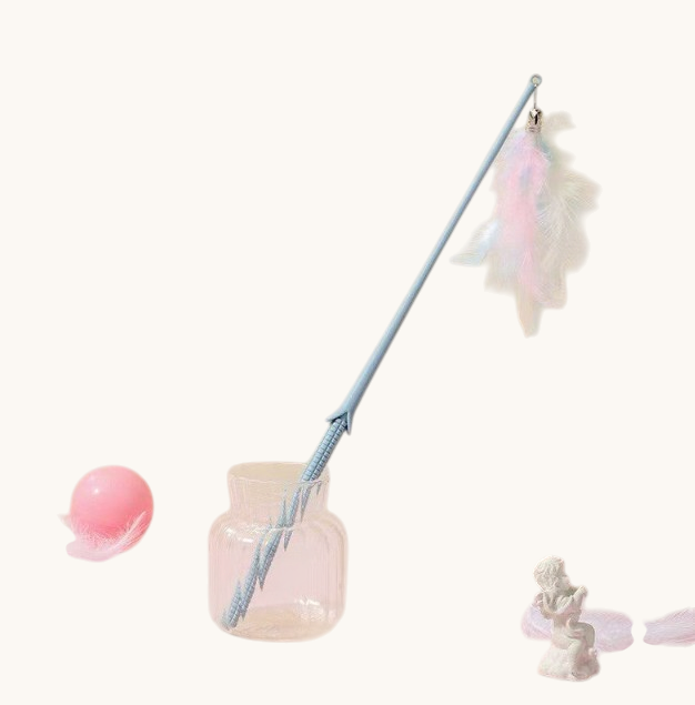 Feather Cat Teaser Stick — Interactive Play Toy with Colorful Feathers